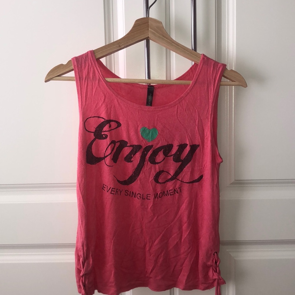 Pink “enjoy every single moment” tank top